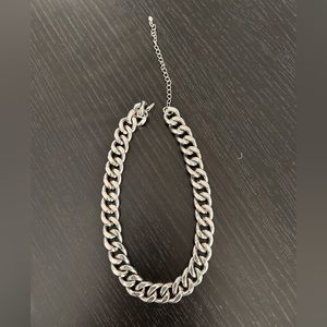 Silver chain choker necklace